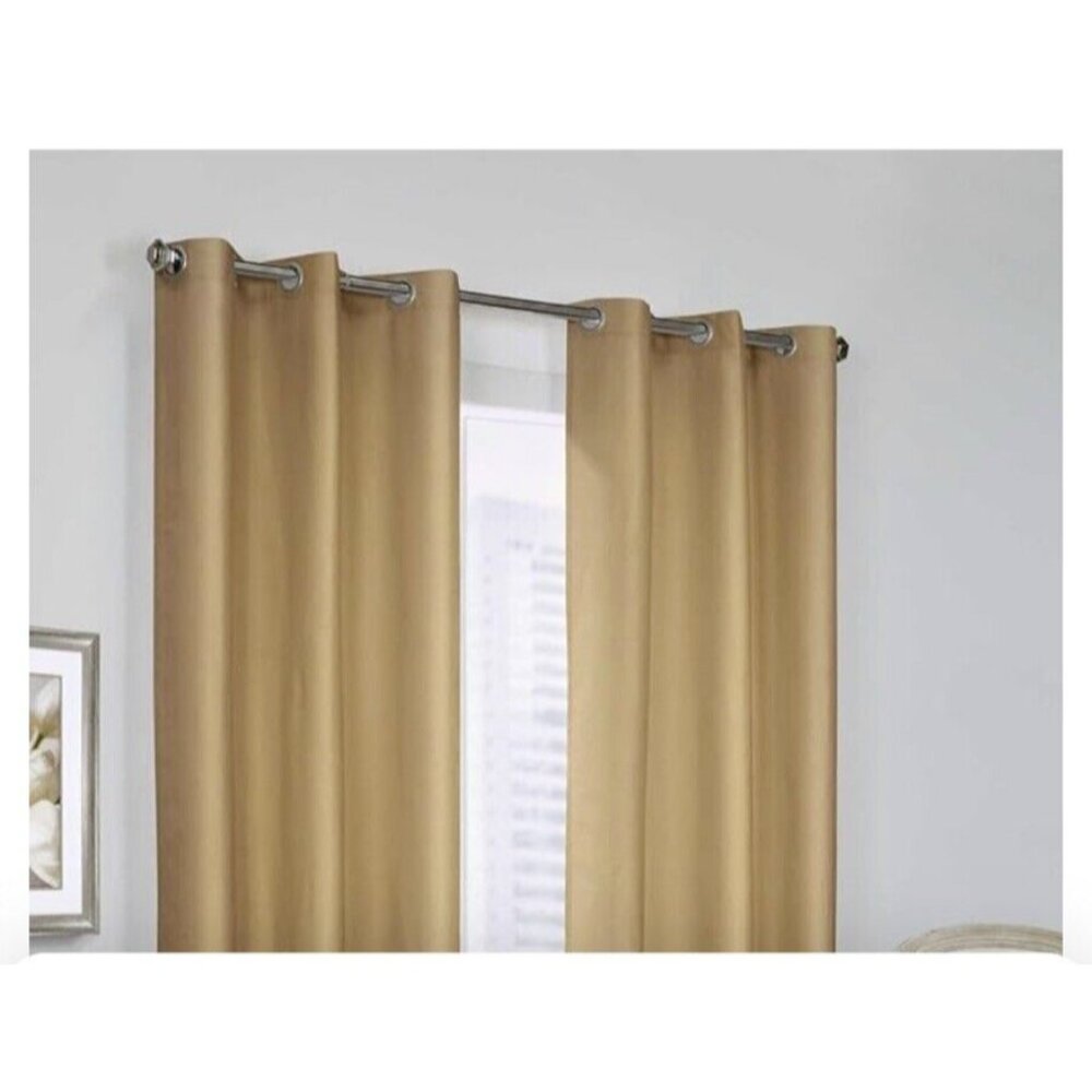 2 PCS SOLID GROMMET FAUX SILK WINDOW CURTAIN DRAPES PANELS 54x84